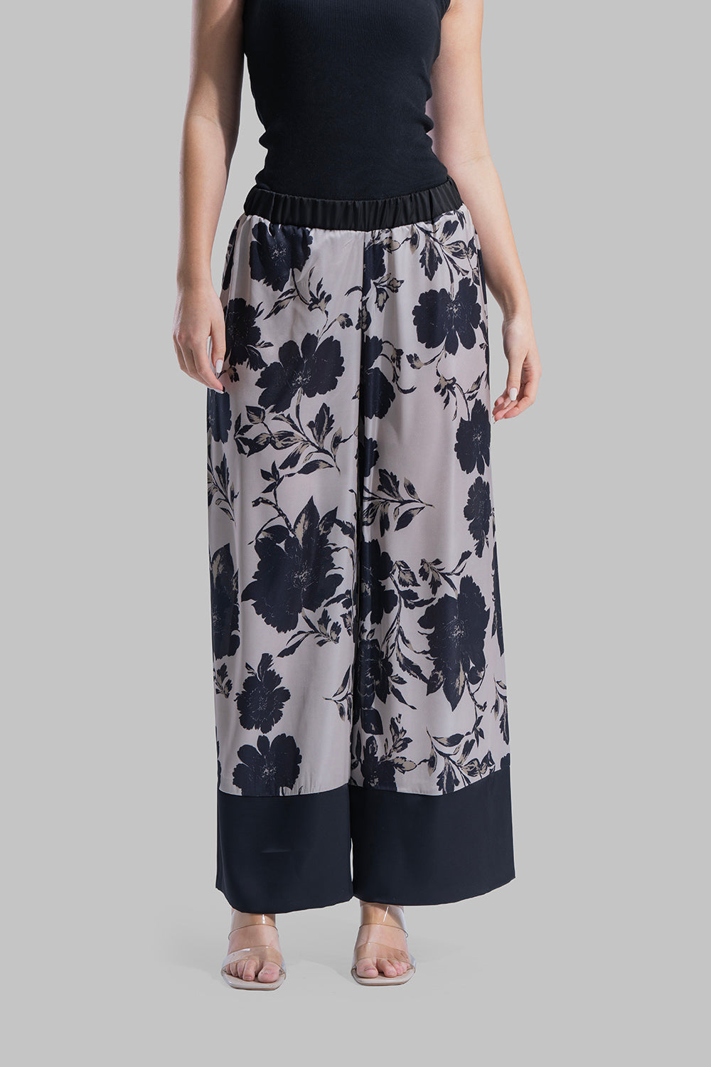 Floral Elastic Waist Pants