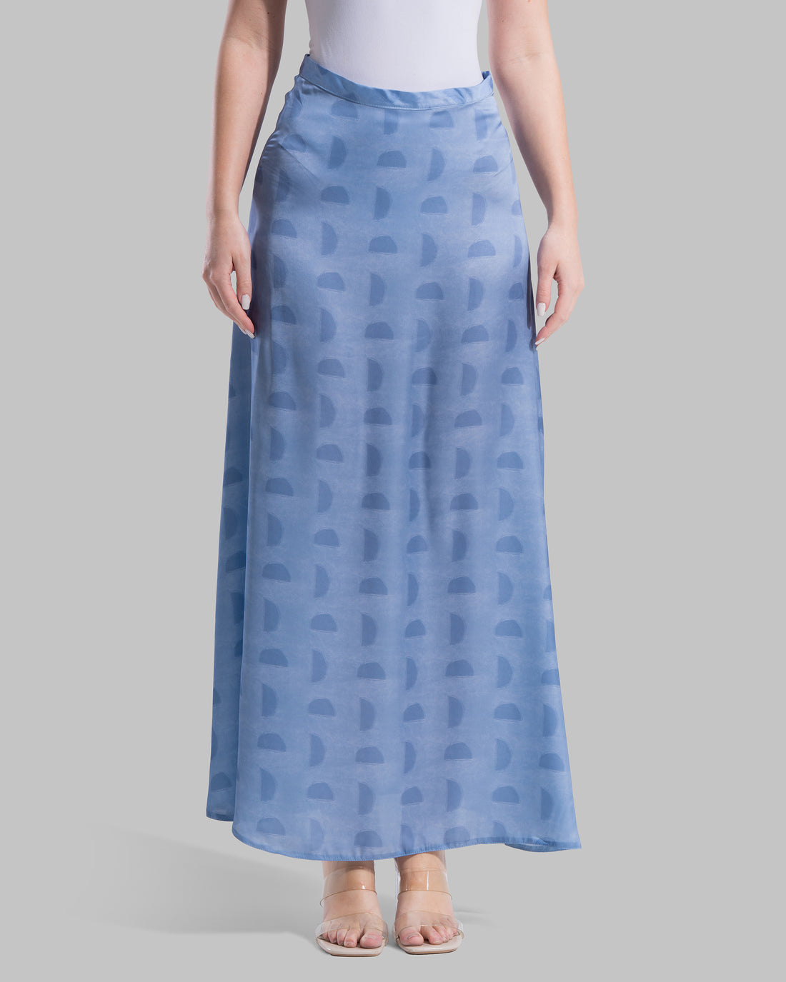 High-waisted midi skirt with a clean waistband.