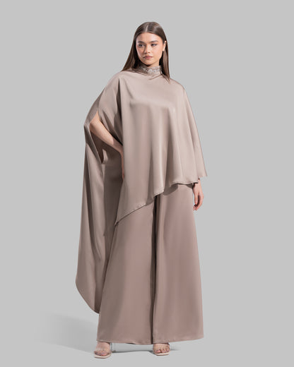 Asymmetric Satin Cape