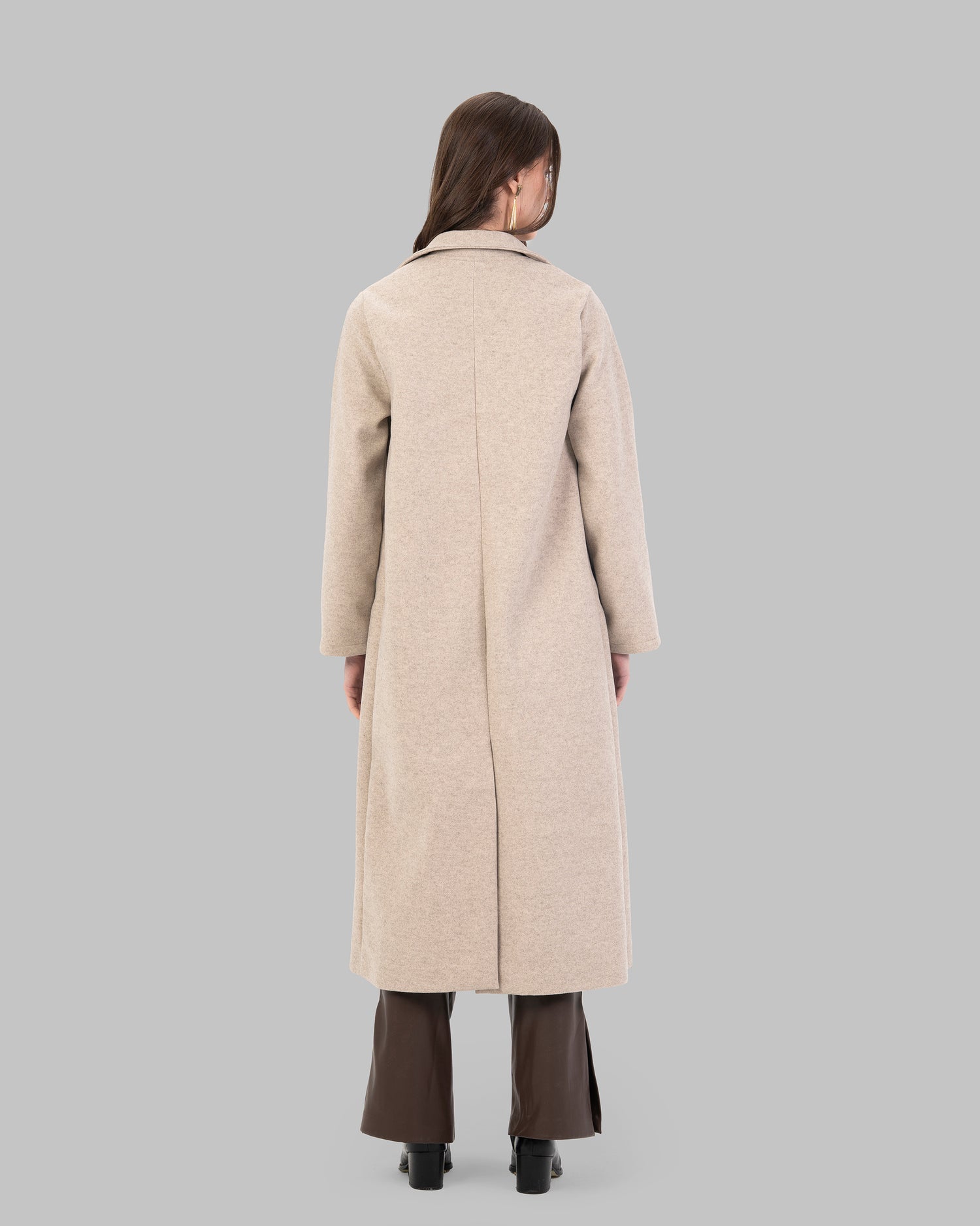 Long slime Wool-Blend Coat,Maxi length