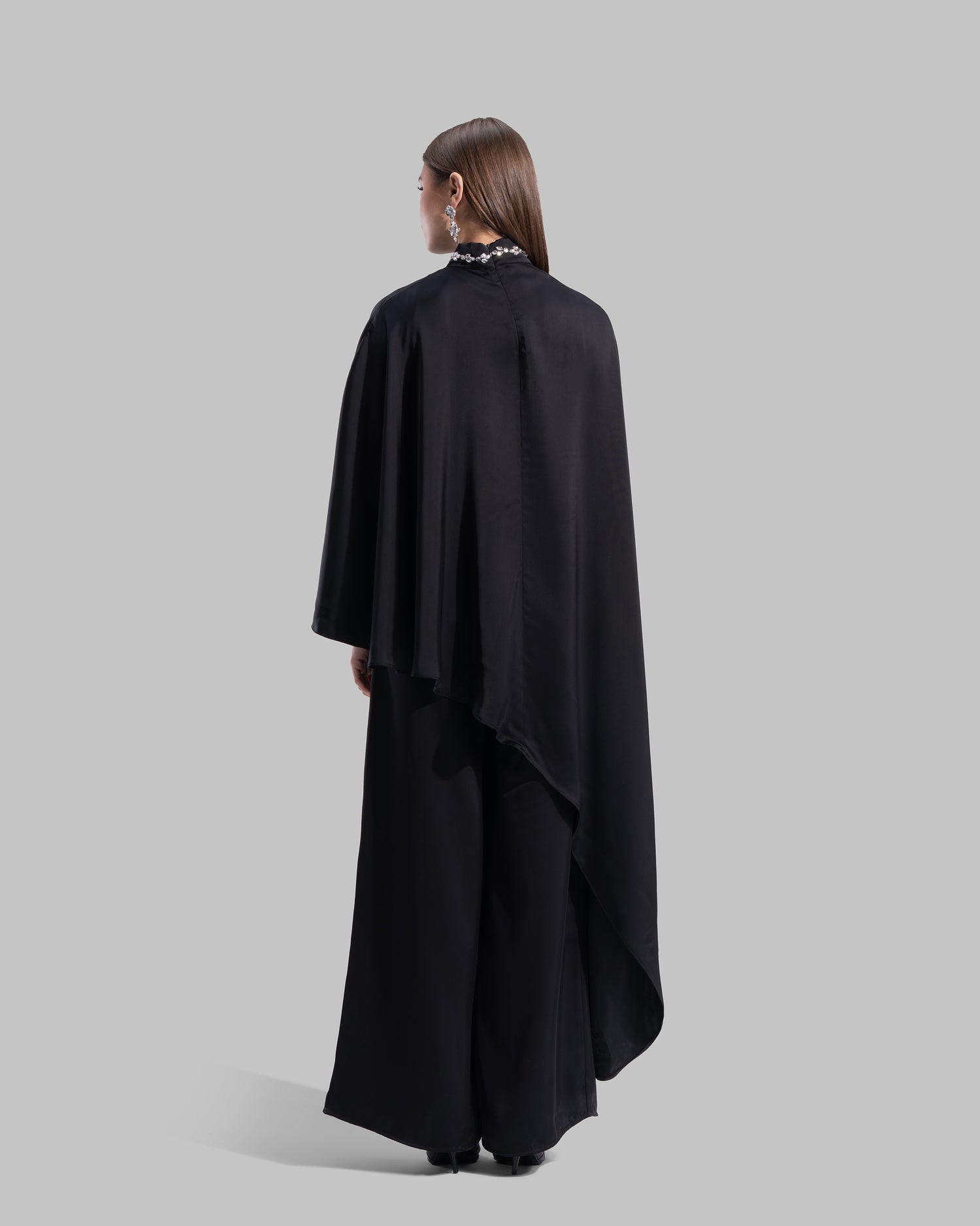 Asymmetric Satin Cape