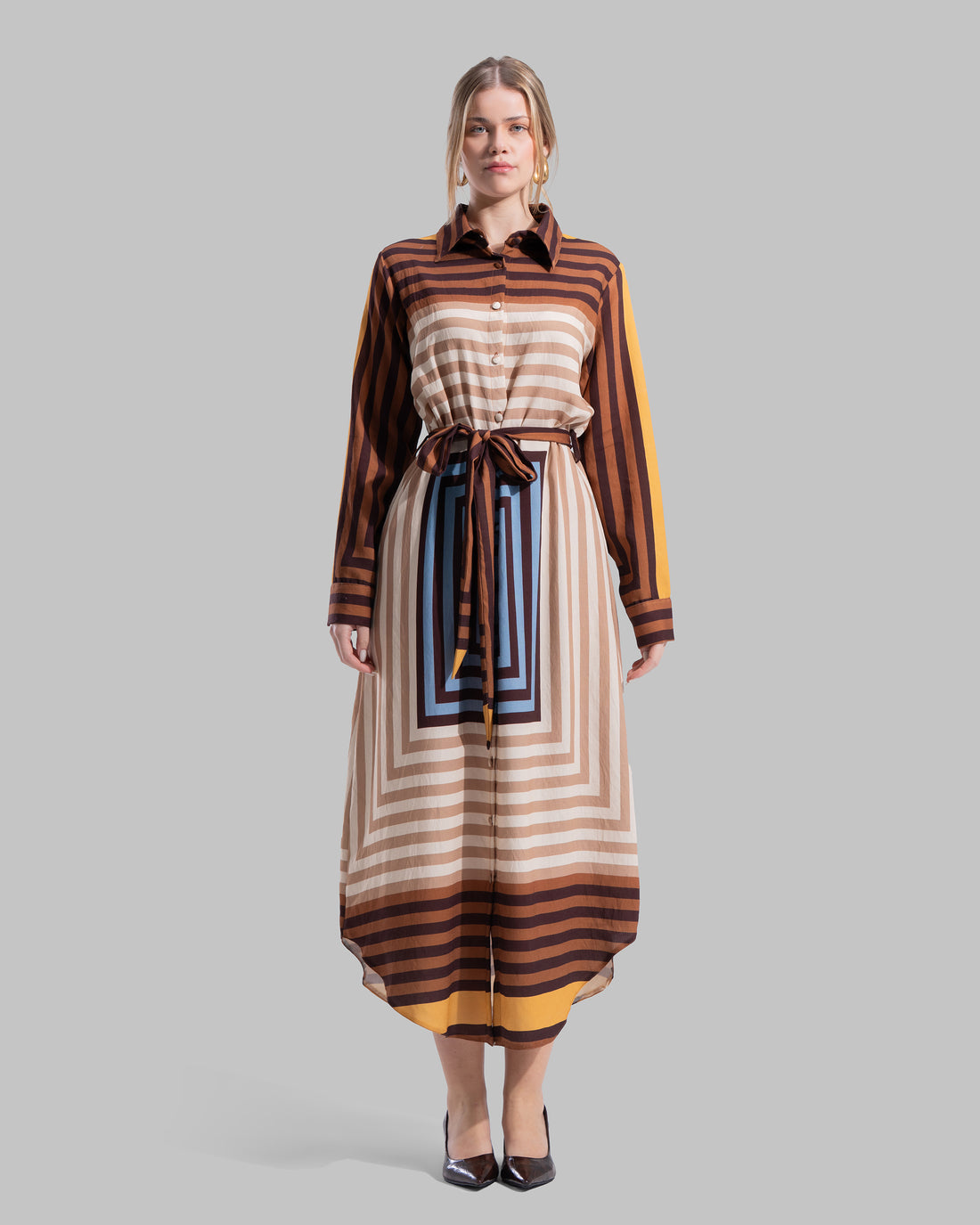 midi shirt dress with amatching belt.