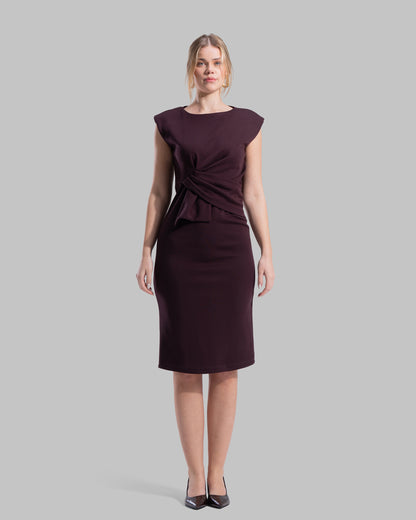 " Draped Ruffle Sheath Dress "