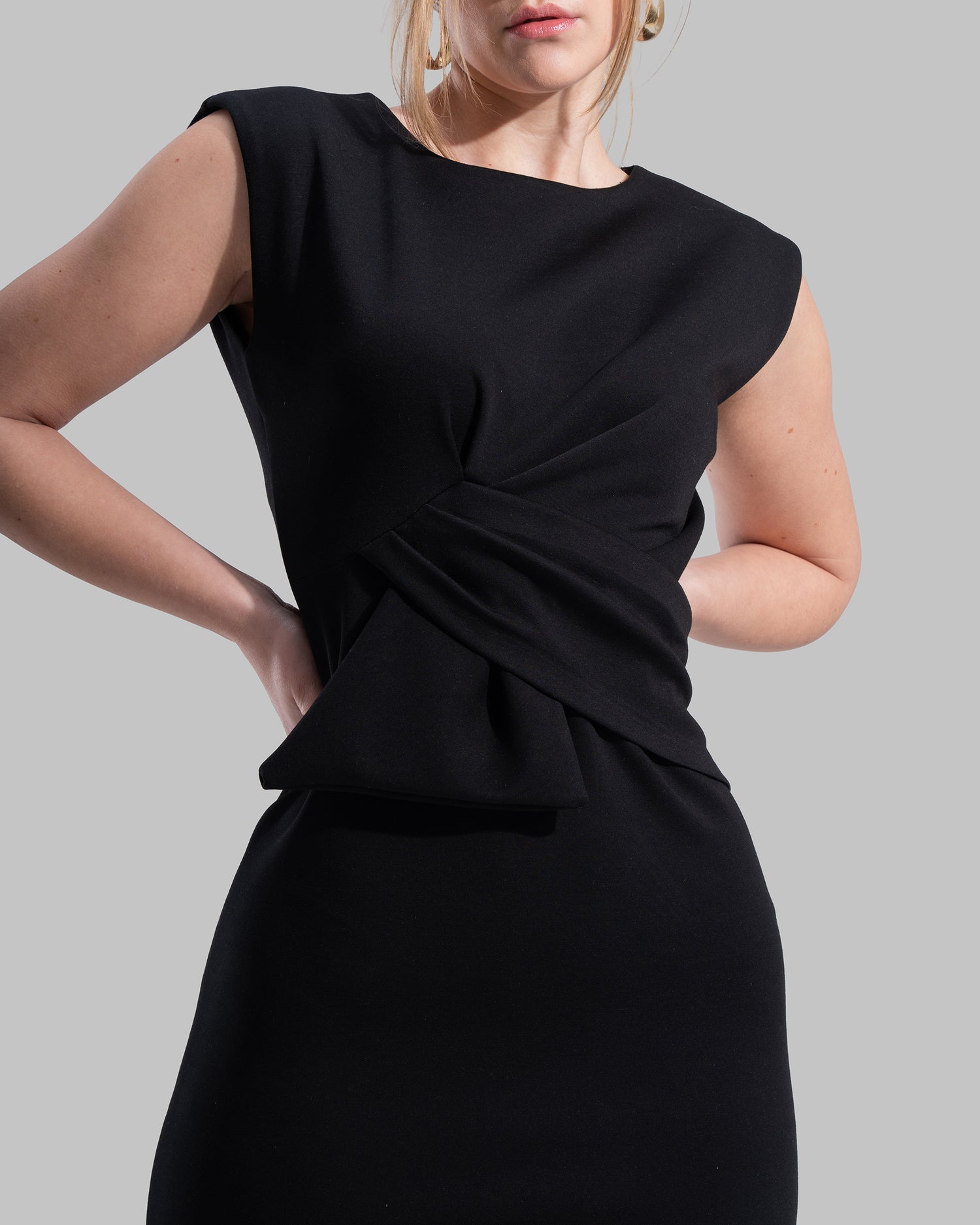 " Draped Ruffle Sheath Dress "