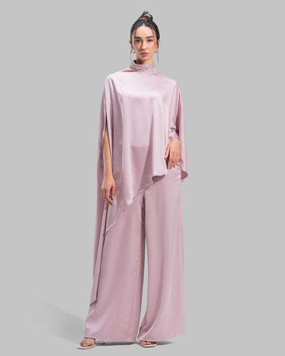 Asymmetric Satin Cape