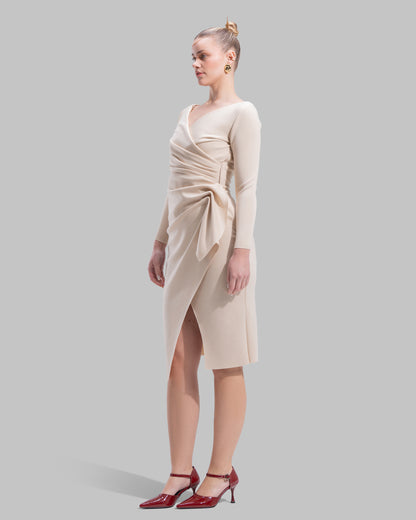 " Draped Ruffle Sheath Dress "