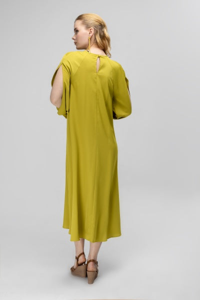 PLEATED BOAT NECK DRESS