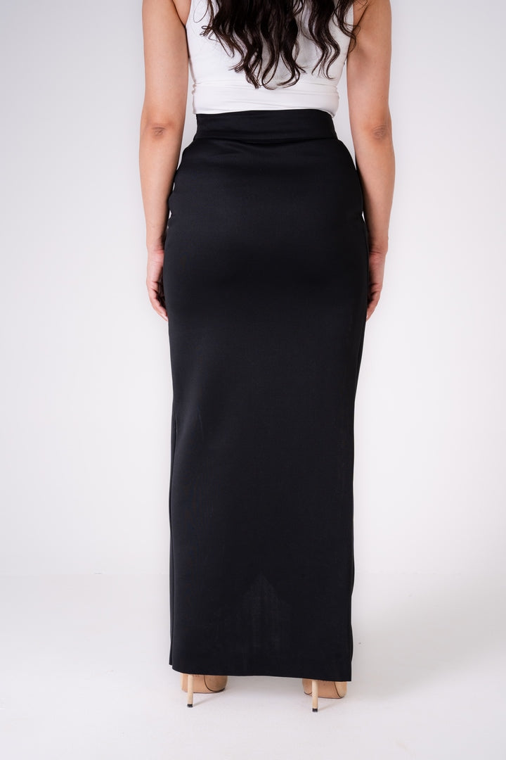 pleated slit skirt