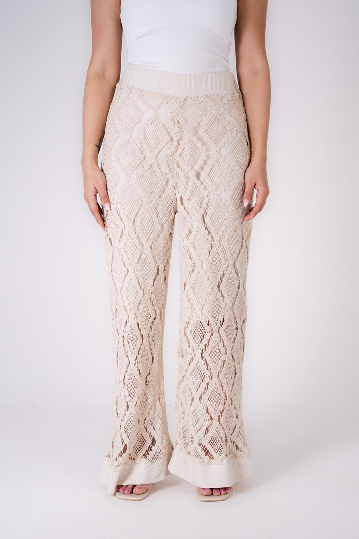 WIDE LEG PANTS WITH OPEN WORK