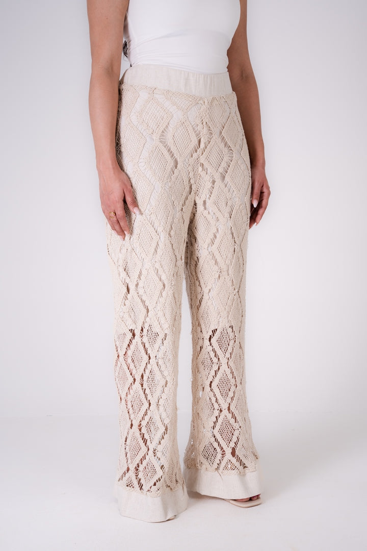 WIDE LEG PANTS WITH OPEN WORK