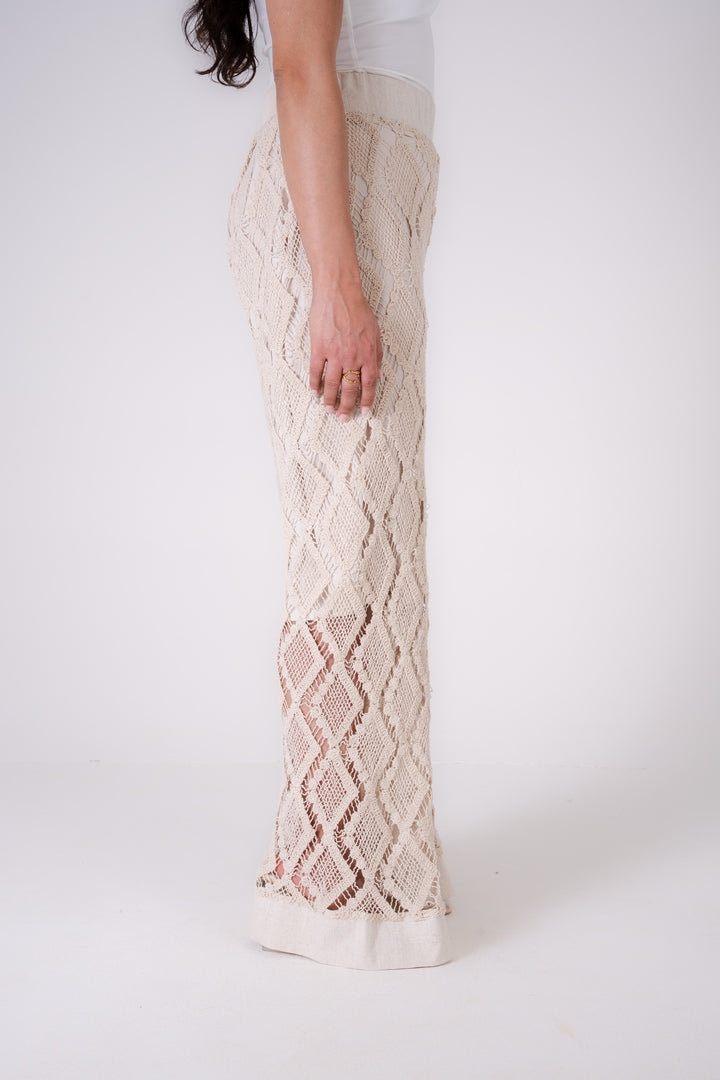 WIDE LEG PANTS WITH OPEN WORK