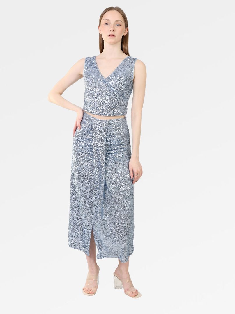 SEQUINNED HALTER TOP