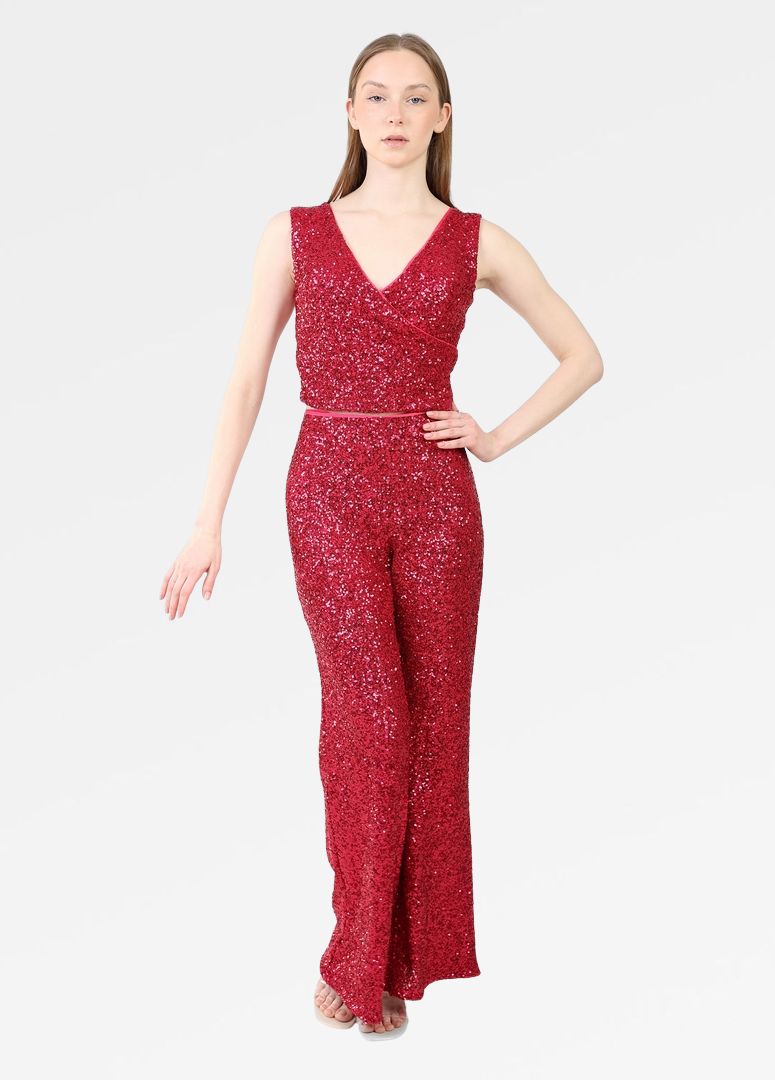 SEQUIN STRAIGHT-LEG PANTS