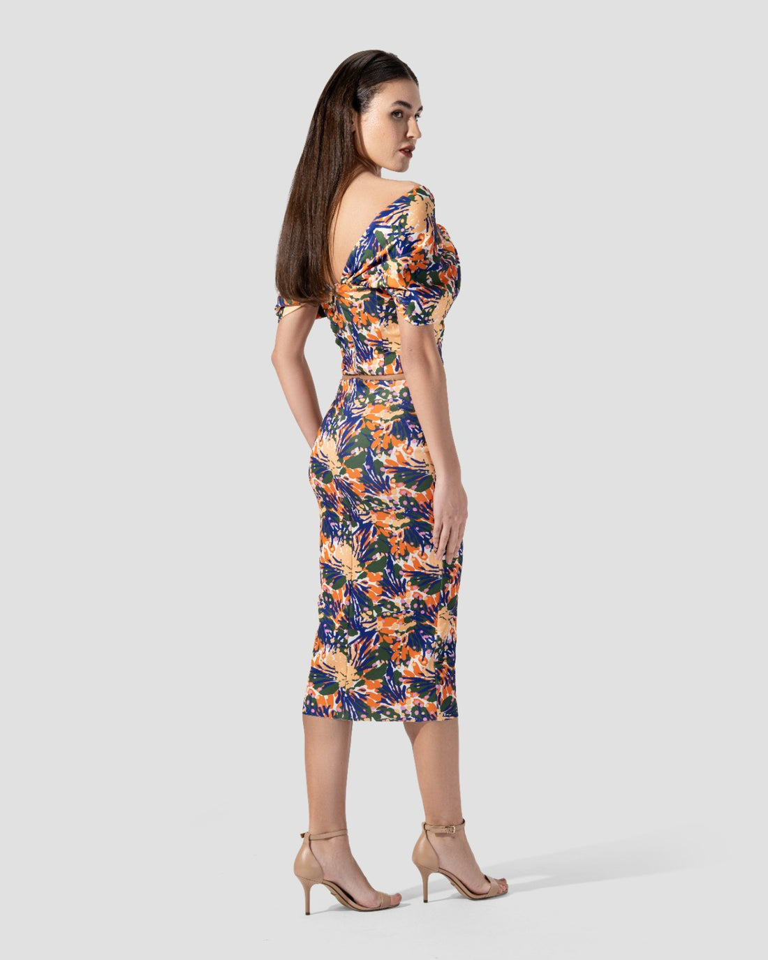 printed skirt High waist knee length tight fit