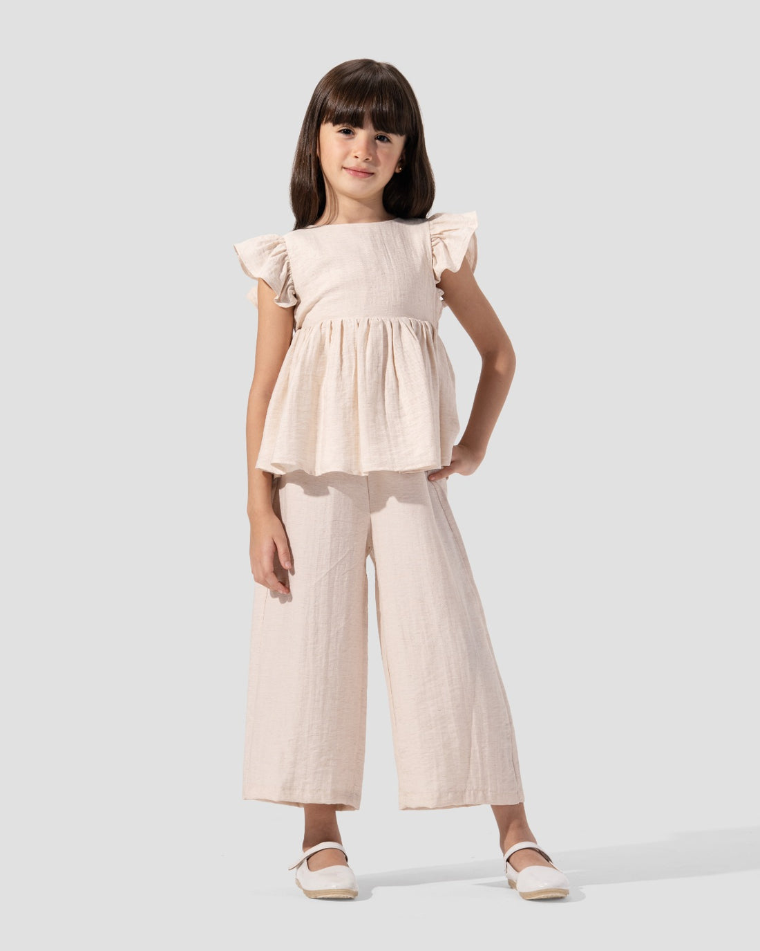 Ruffled top with V-neck