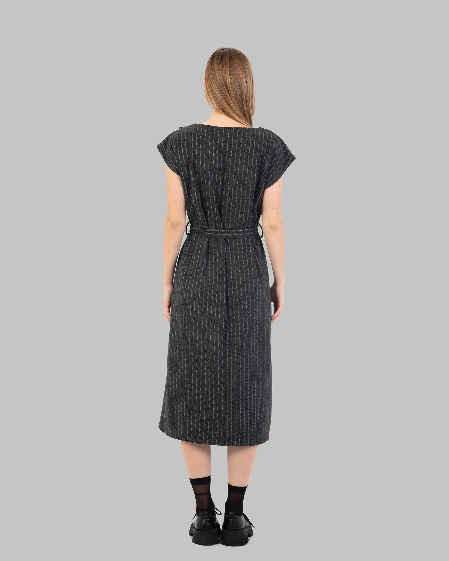 Pinstripe Shift Dress A sleeveless