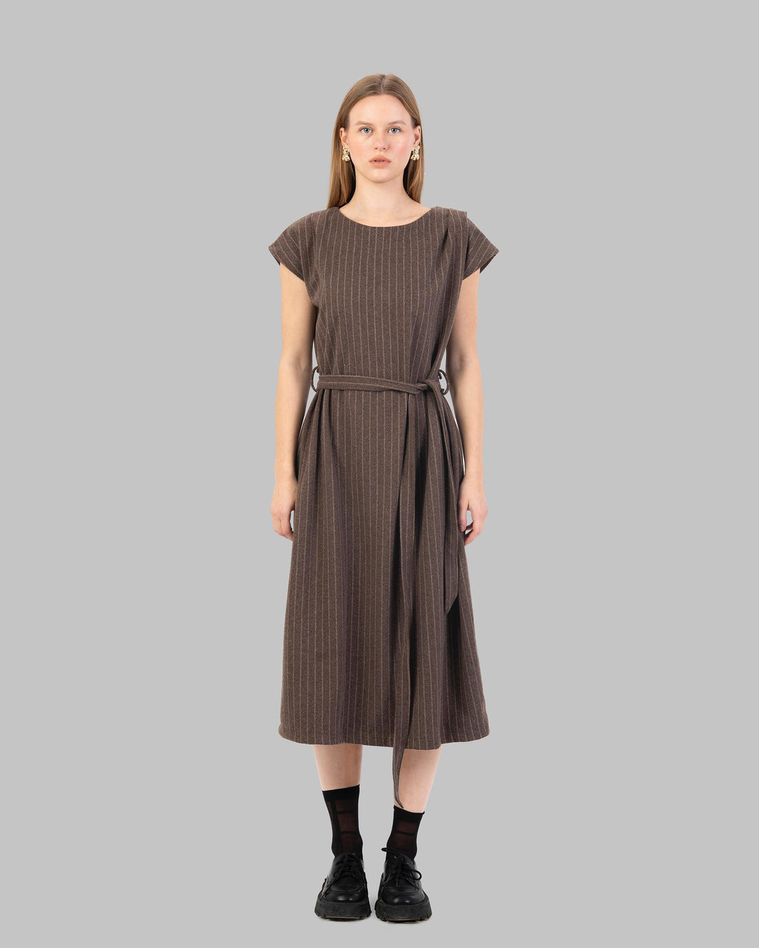 Pinstripe Shift Dress A sleeveless