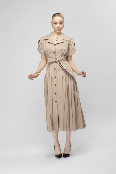 PLEATED SAFARI DRESS