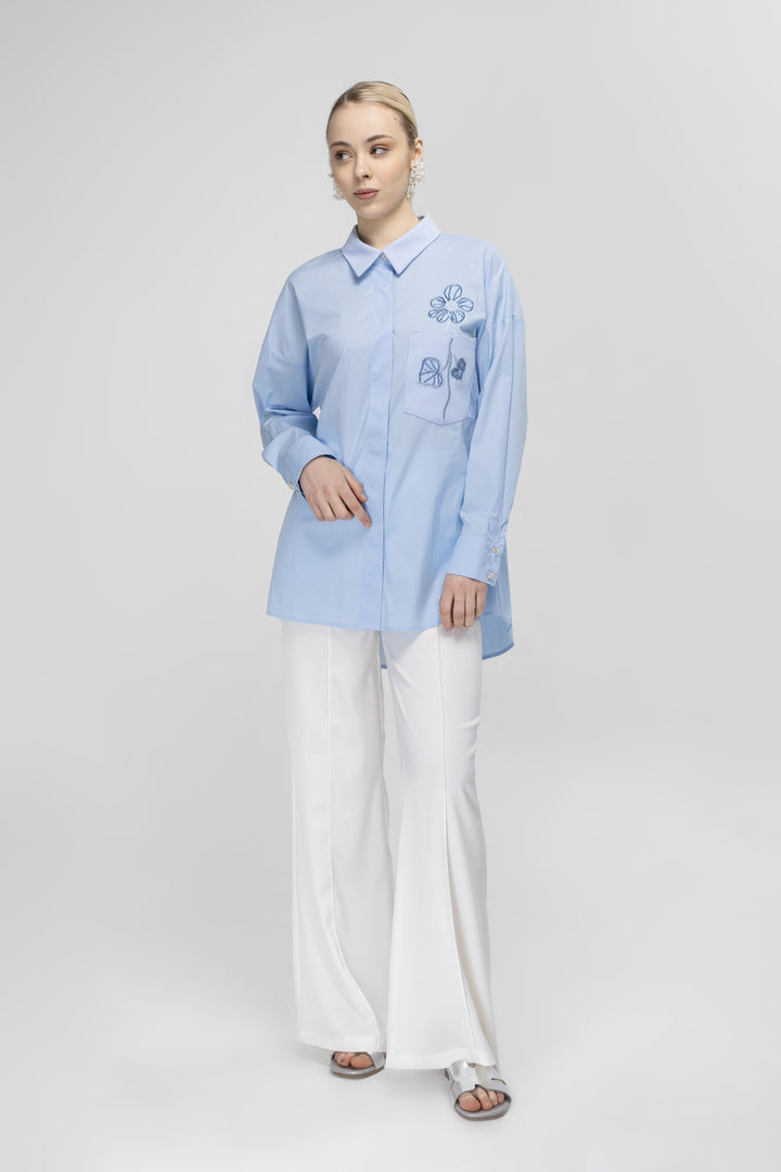 FLORAL TEXTURED POPLIN SHIRT