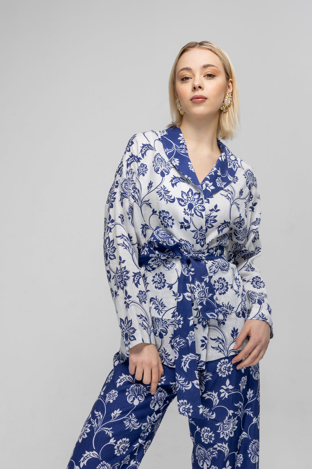 FLORAL PRINTED LINEN KIMONO